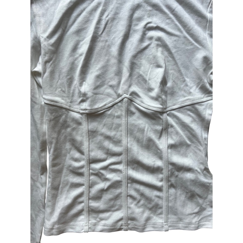 Commense Corset Top‎ Mock Neck Long Sleeve Ribbed Fitted Bodysuit White S - Picture 5 of 7